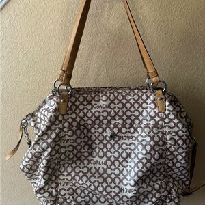 Large brown coach tote